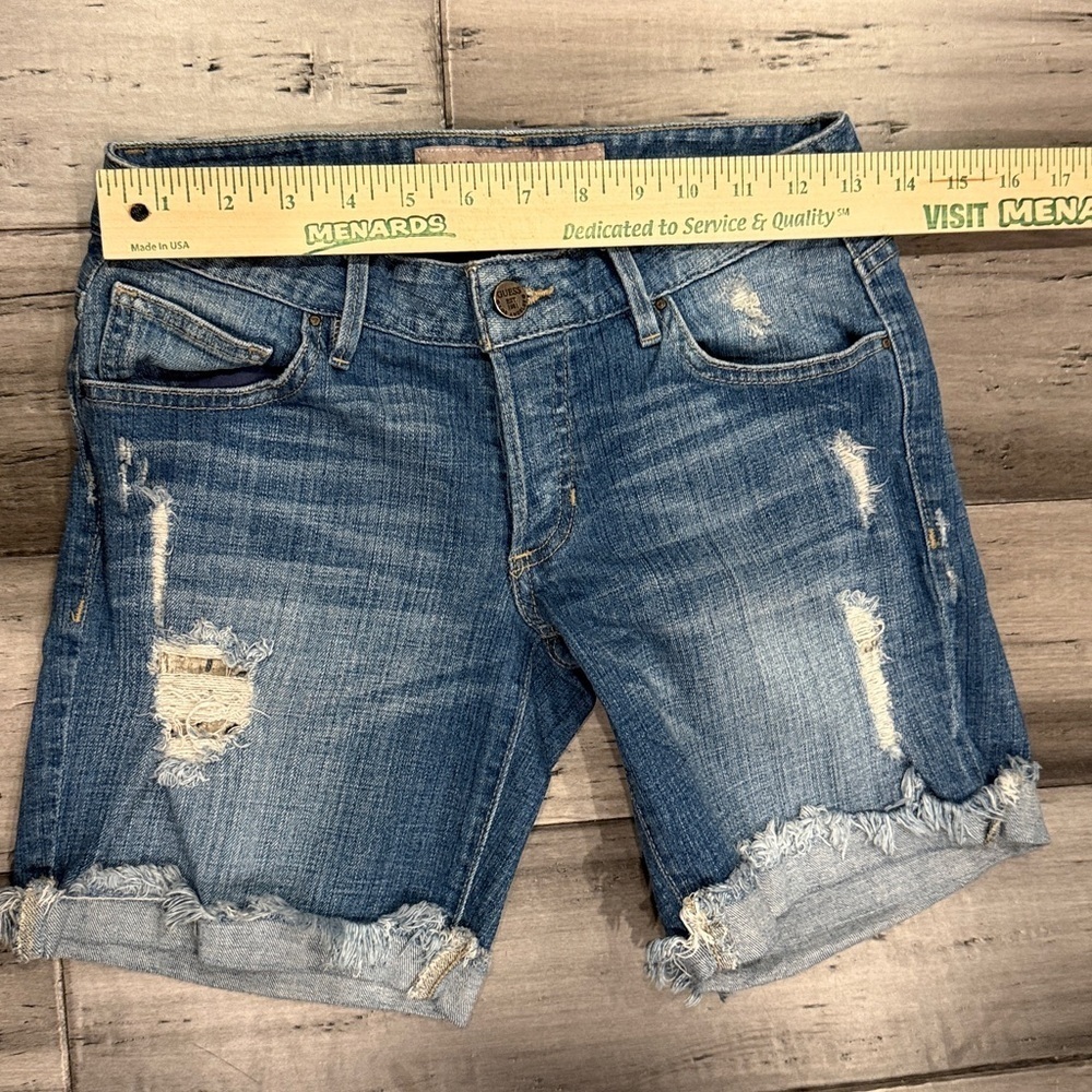 Guess Blue Distressed Denim Shorts - Picture 8 of 8